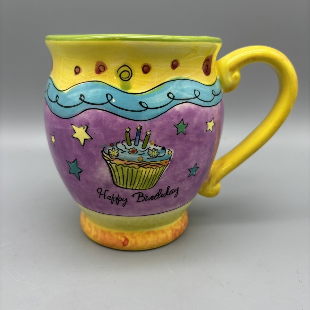 Certified‎ Intl Sue Zipkin GIFT Mug Whimsical Cupcake Birthday 20 oz Pastels